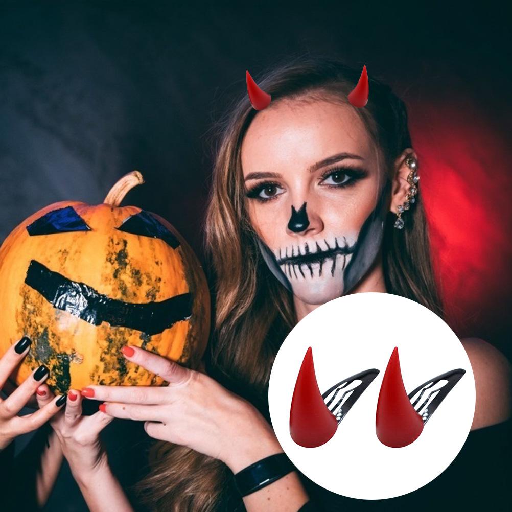 1 Paar Halloween Haarspangen Kreative Ochsenhorn Haarnadel Halloween Haarschmuck für Kinder Erwachsene