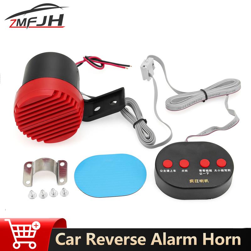 Auto Hund Bellen Horn Lustiger Hund Bellen Lautsprecher Autohupe Rückfahrwarner Warnung 4 Geräusche Lautsprecher Alarmhorn Rückfahrhorn 12V 24V red