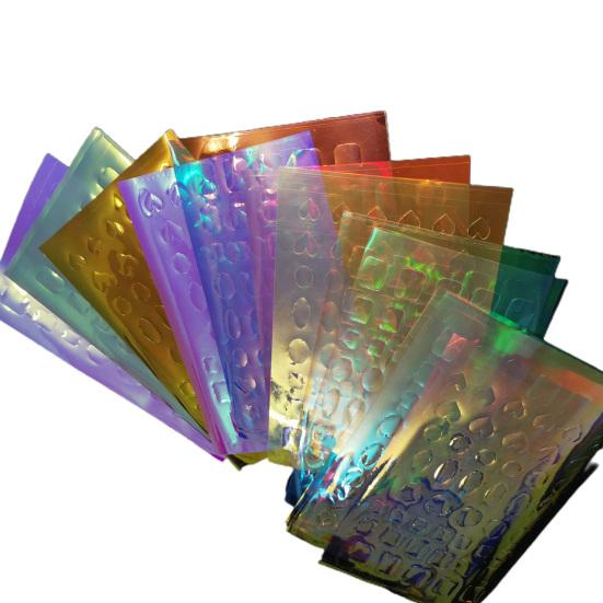 11 Teile/satz Aurora Nagel Aufkleber Zurück Kleber DIY Glanz Zarte Aurora Film Sparkly Ice Cube Nägel Dekoration Wrap für Weibliche 11Pcs