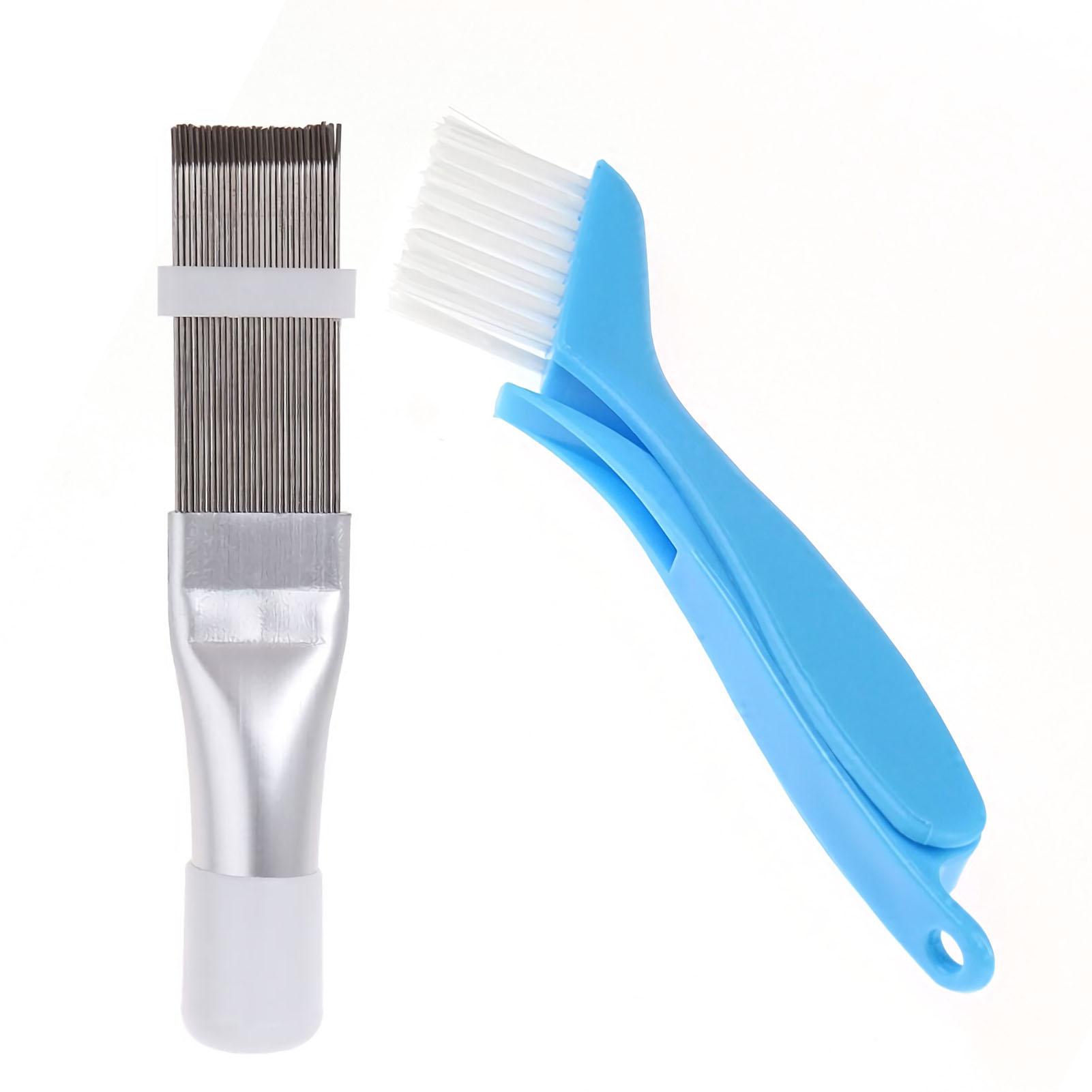 4pcs Klimaanlage Kondensator Fin Reinigung Bürste und Kamm Set Flossenreiniger Fin Glätteisen 1 Folding Brush & 1 SS Fin Comb