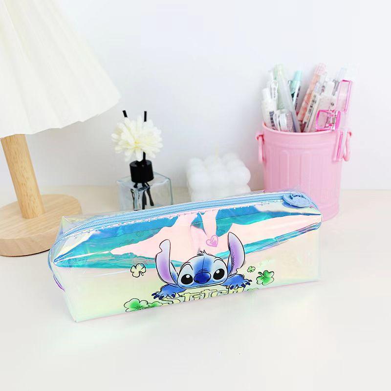 MINISO Stitch Cartoon Schüler Schreibwaren Laser Bleistifttasche TPU Wasserdicht Multifunktionale Schreibwaren Aufbewahrungstasche