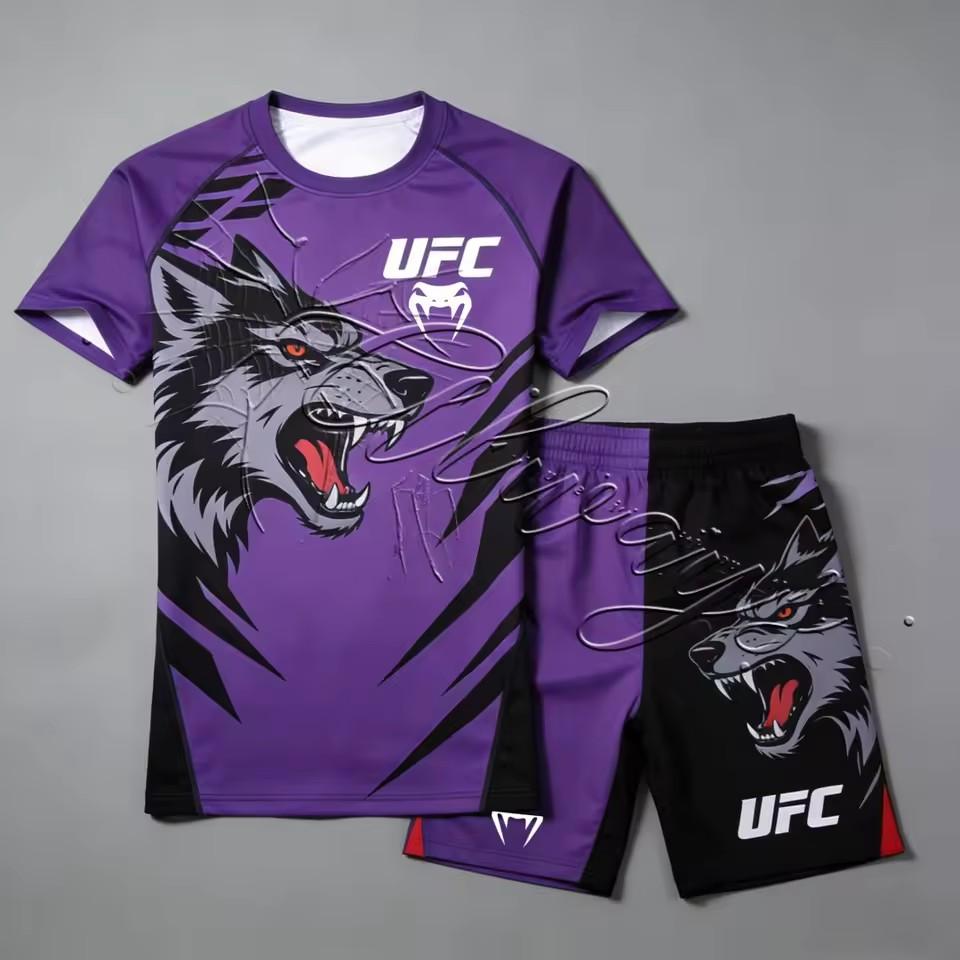 Sommer Neues UFC MMA Sport Fitness Anzug für Männer und Frauen Kampf Sanda Boxen Enthusiasten Schnelltrocknend Atmungsaktiv Set 5XL black