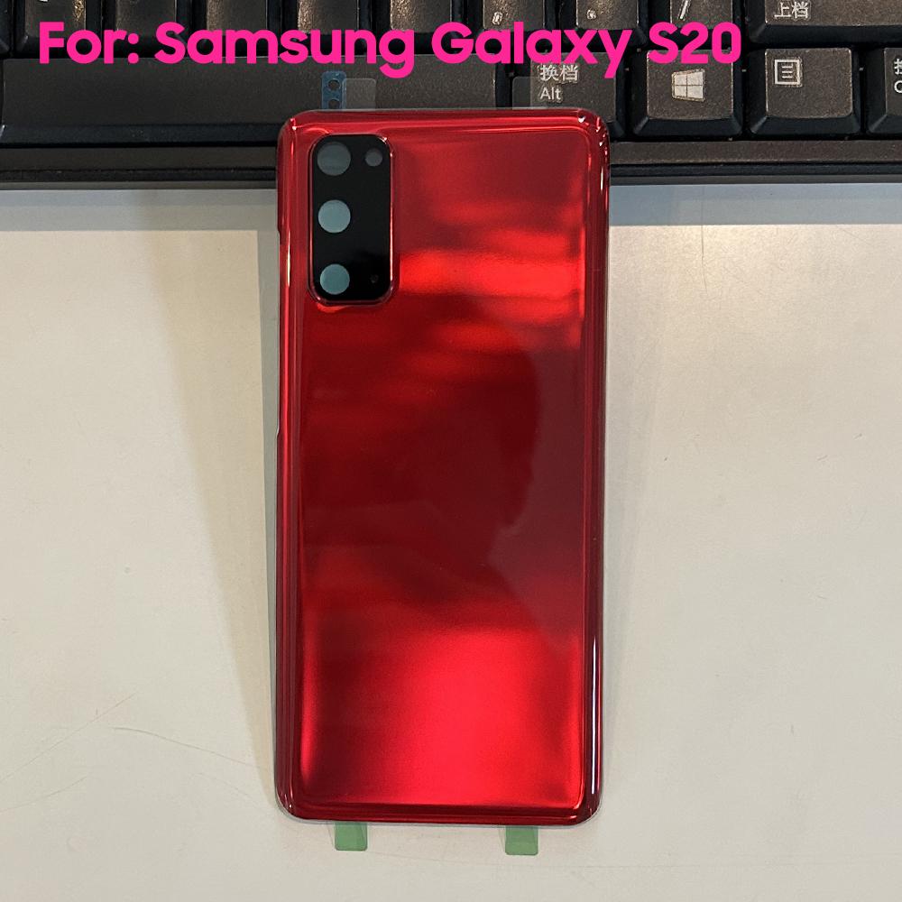 Rückseitige Abdeckungen Akkudeckel Gehäuse Für Samsung Galaxy S20 S20 Plus S20+ Rückseitige Glasabdeckung For S20 rot