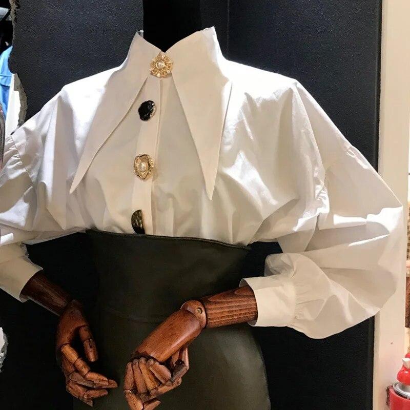 2023 herbst Komfort Frauen Hemd Drehen Unten Kragen Mode Dame Bluse Alle-spiel Lange ärmeln Hemd Kleidung 15630 S weiß