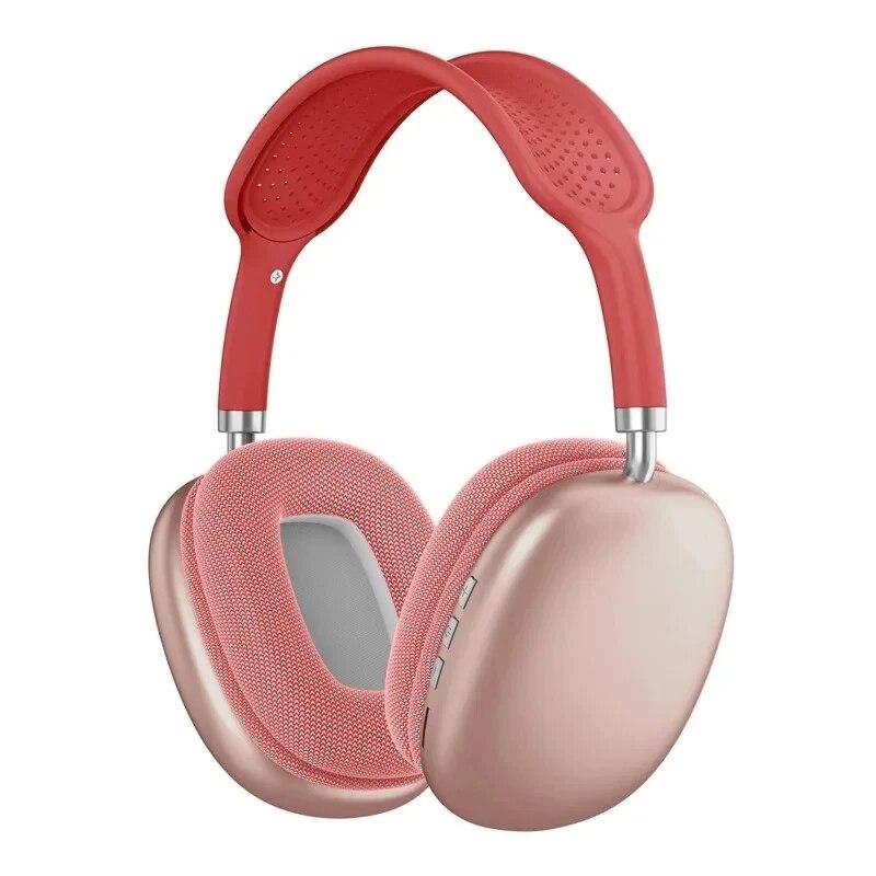 Drahtlose Bluetooth-Kopfhörer mit Mikrofon, Headsets mit Geräuschunterdrückung, Stereo-Sound-Ohrhörer, Sport-Gaming-Kopfhörer, unterstützt TF-Karte rot