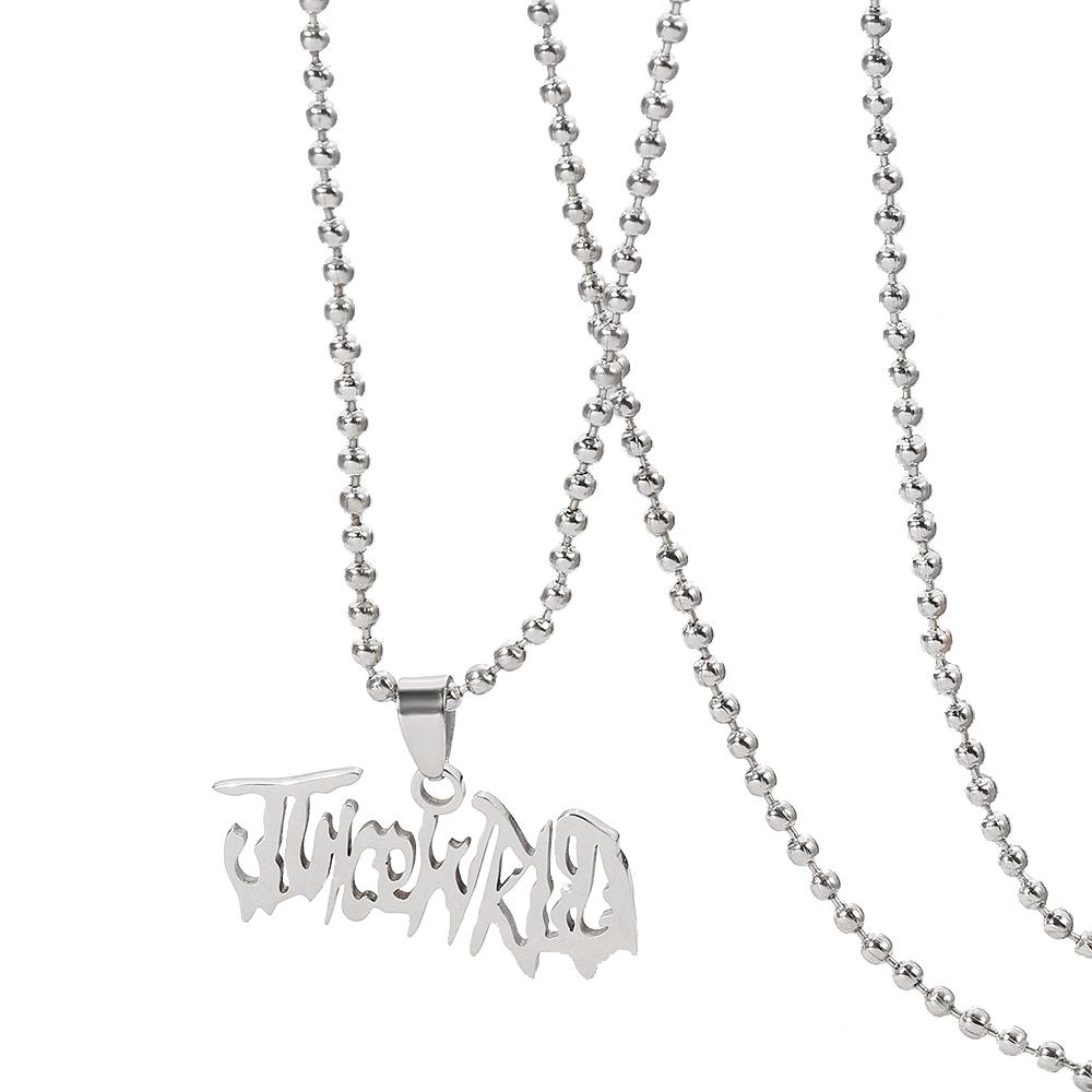 999 Wrld Juice Herz Anhänger Halskette Hip Hop Sänger Edelstahl Männer und Frauen Junge Junge Never Broke Again Halskette silber