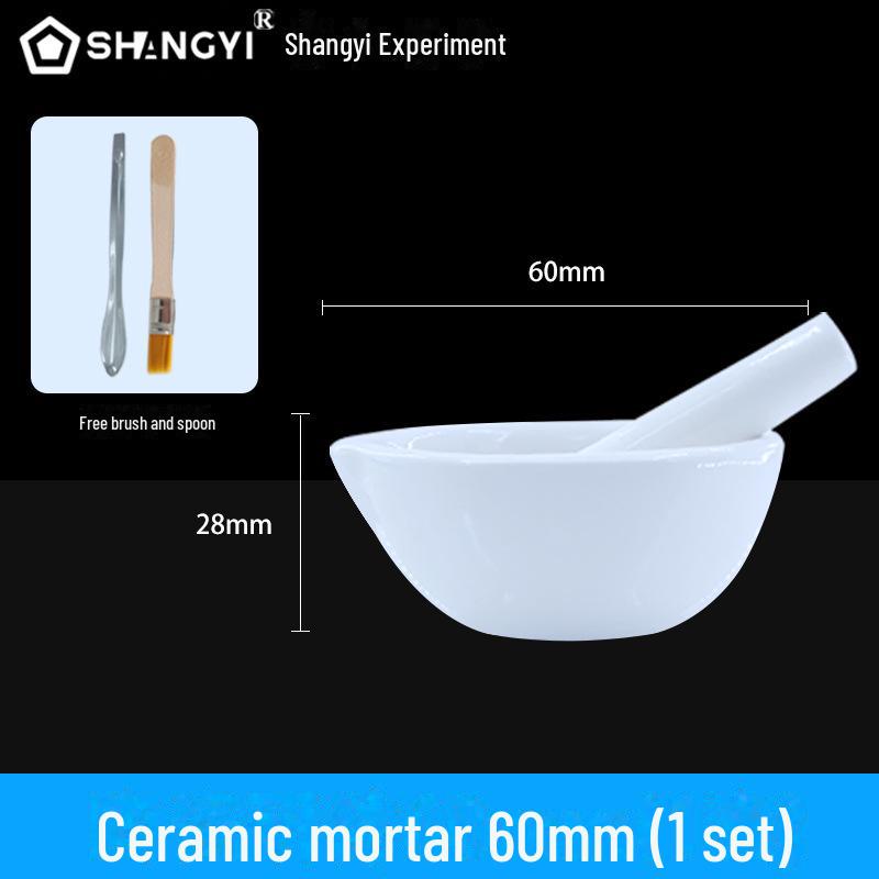 Laborkeramikmörser und -stößel für die chinesische und westliche Medizin Diameter 6cm (bowl + stick + spoon + brush) mini