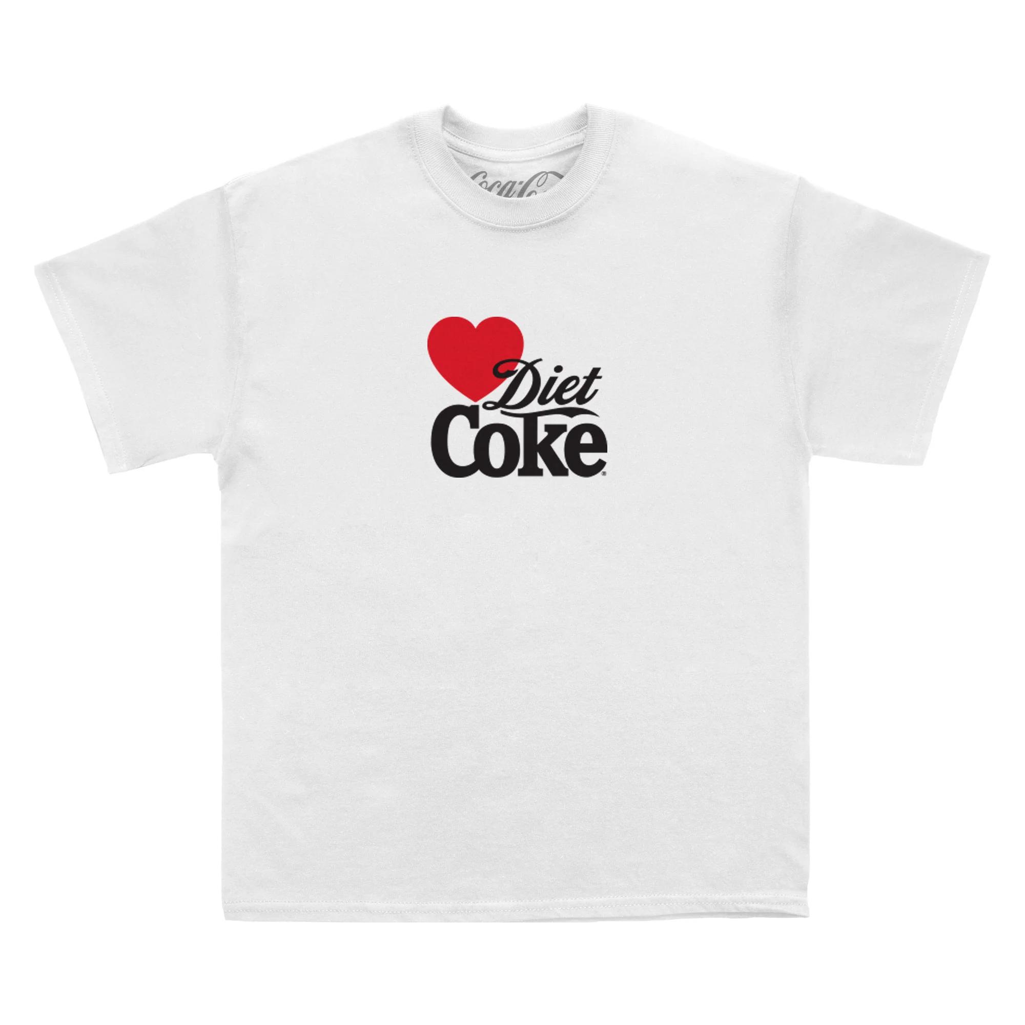 Coca-Cola Unisex-T-Shirt für Erwachsene mit Herz-Design, Diät-Cola S weiß