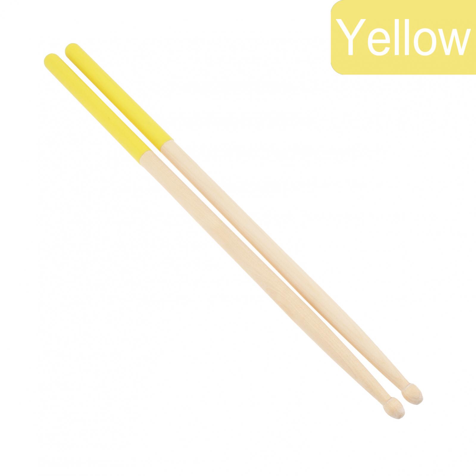 2 Stück 7A Trommelstöcke, rutschfest, mehrere Farben, Ahorn, Musikinstrumente, Trommelstöcke, Holztrommelstöcke für Kinder, Studenten/Anfänger gelb