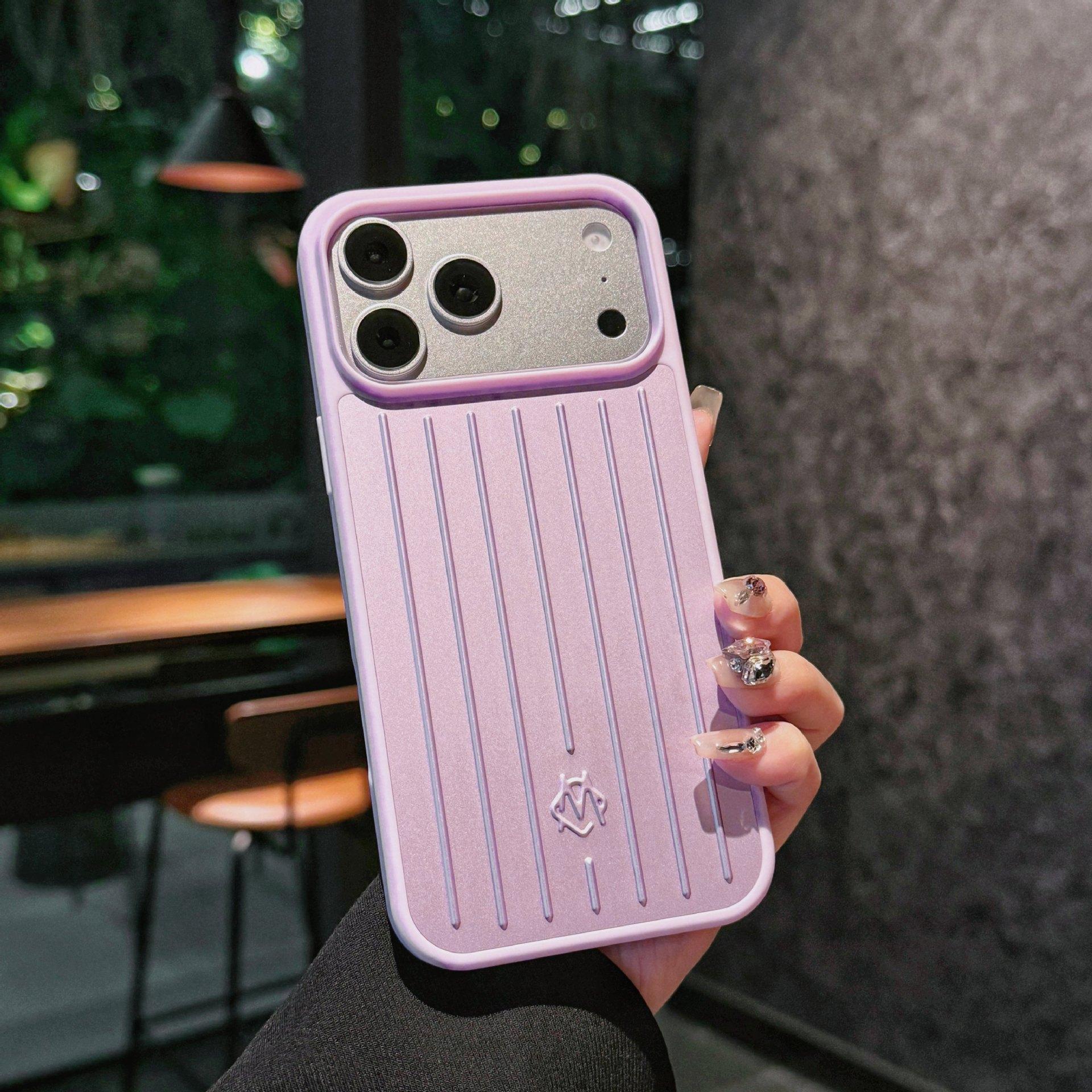 Anwendbar für iPhone17 Handyhülle Rimowa Aluminium-Magnesium-Legierung schlicht und fortschrittlich Apple 16promax Schutzhülle iPhone15Pro licht lila