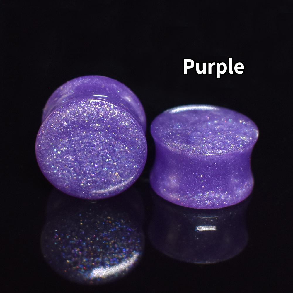 6-50 mm einfarbige Twinkle Acryl-Ohrtunnel, Plugs, Keilrahmen, Expander, doppelt ausgestellte Flesh Tunnel, Ohr-Piercing-Schmuck 22mm violett