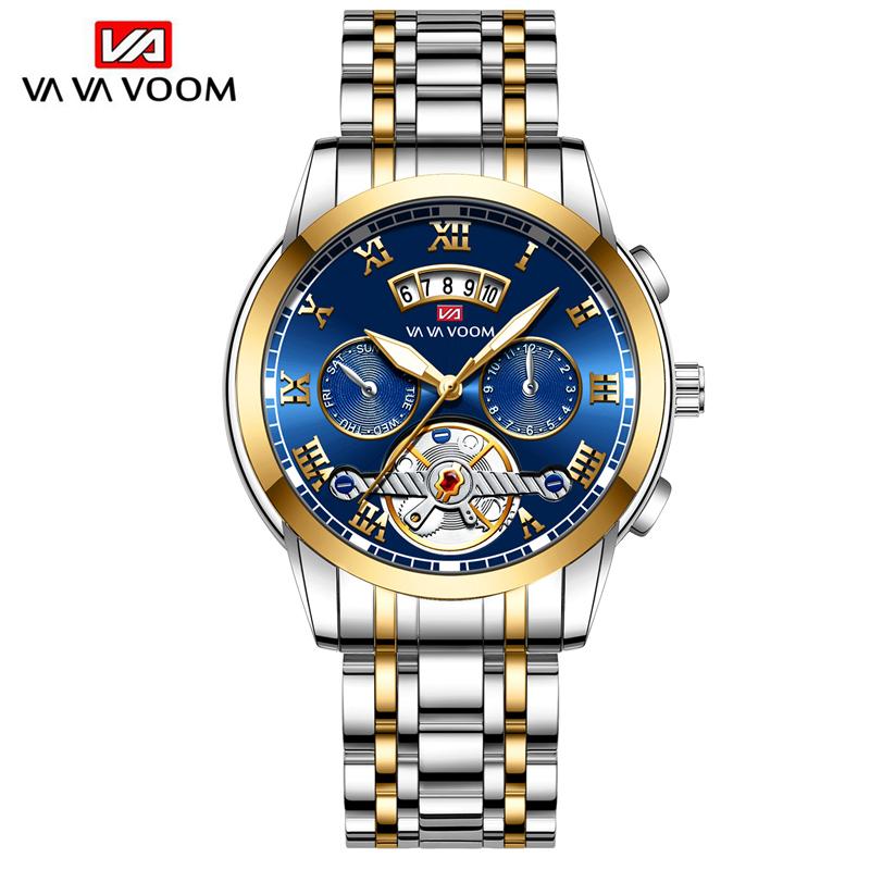 VA VA VOOM Top Marke Männer Quarzuhr Sport Herren Quarzuhren Wasserdichte Chronograph Armbanduhr Männer Relogio Masculino für männer Uhren gold/silber