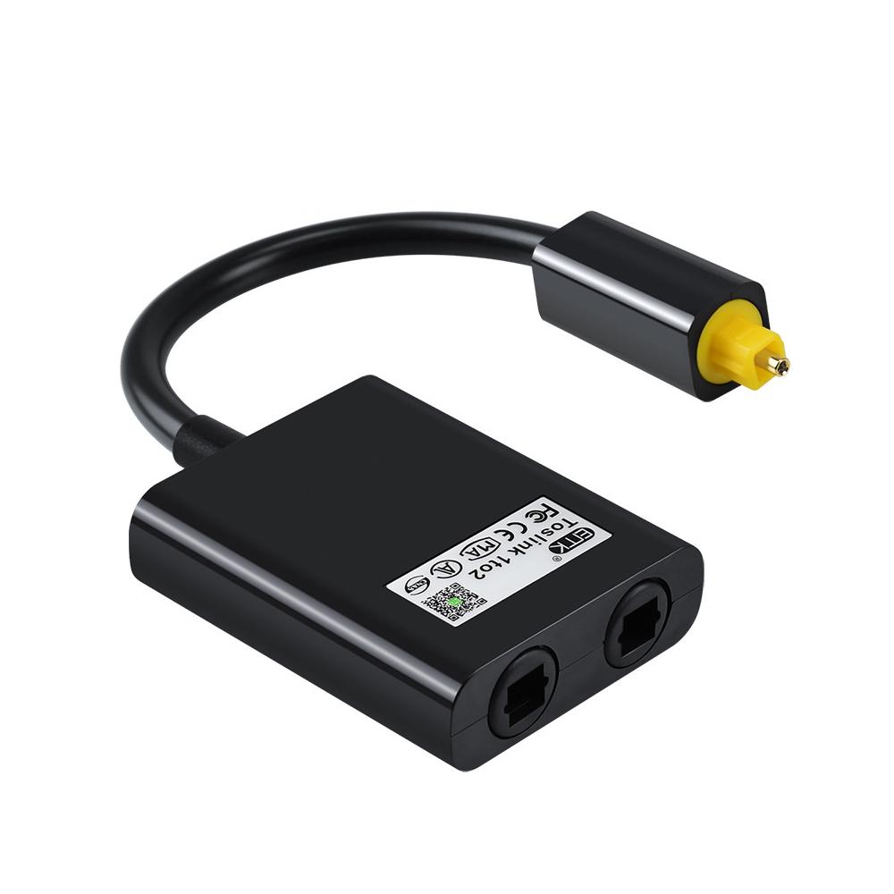 1 zu 2 Audio-Adapter, digitaler optischer Kabel-Splitter, Glasfaser-Audio-Adapter, Glasfaser schwarz