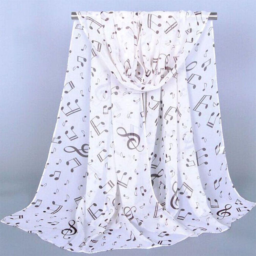 Halstuch Tuch Notenschlüssel Noten Aufdruck Schal Muffler Chiffon Seidenschal Schal weiß
