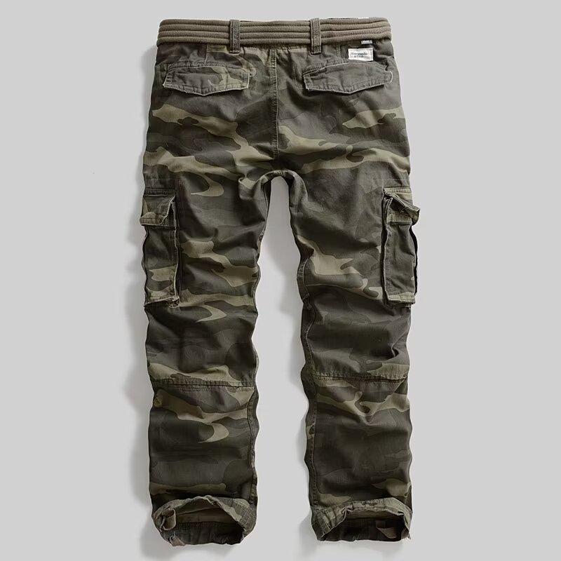 Herren Schwerlast Camouflage Cargohose - Lockerer Schnitt, Mehrere Taschen, Trendig, Lässig, Übergröße XL grüne tarnfarbe