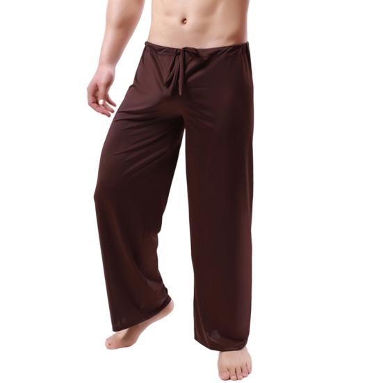 Männer Yoga Hosen Kordelzug Sport Atmungs Reine Farbe Männer Sport Hosen Männer Bekleidung M kaffeebraun