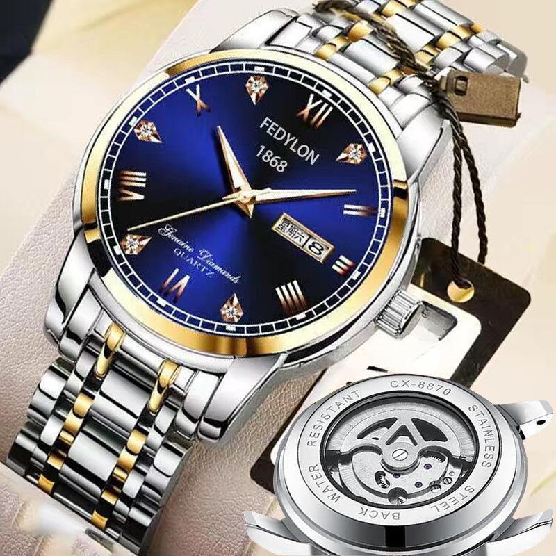 Neue Vollautomatische Nicht-mechanische Uhr Tourbillon Leuchtende Wasserdichte Uhr Herrenbeutel Bohrzifferblatt High-End-Uhr minimum black