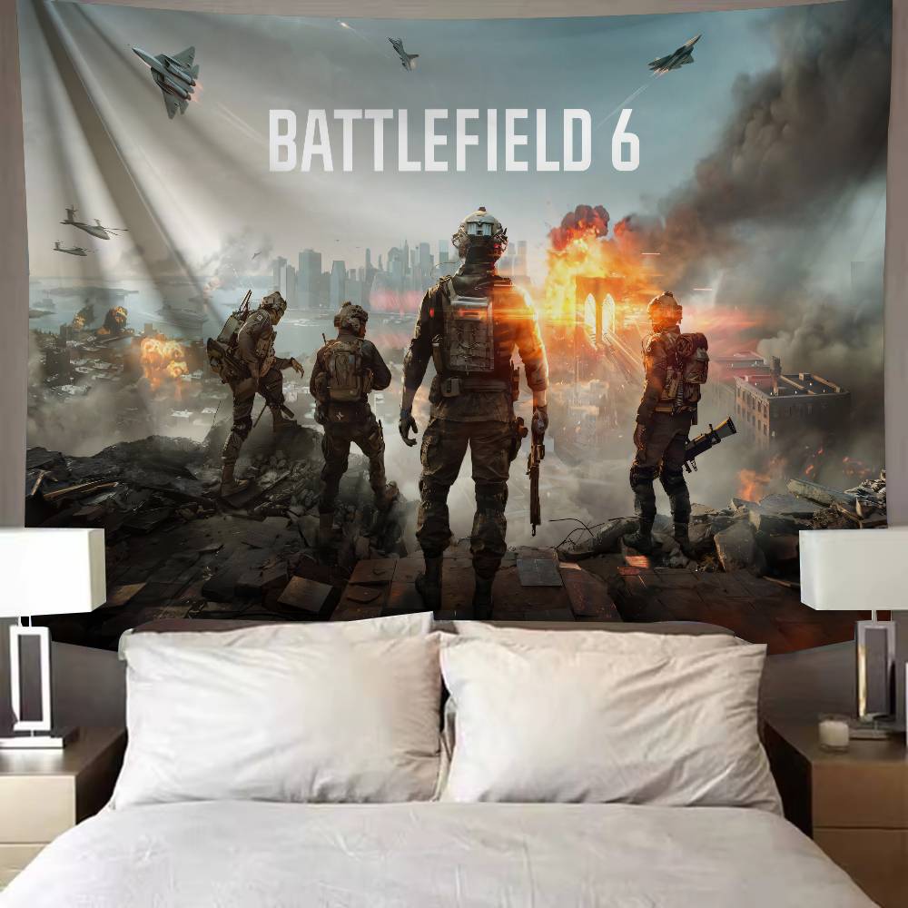Neues FPS-Gaming Battlefield 6 Cooles Wandteppich-Hintergrund-Hängetuch Schlafzimmer-Wandteppich Zimmerdekor Ästhetischer Wandbehang 150x100cm(60x40in)