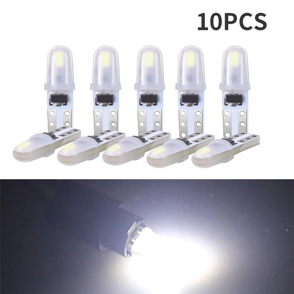 10Pcs T5 Auto Led-lampen Dashboard Lichter 3014 2SMD LED Licht 12V Auto Innen Licht Auto Side Wedge instrument Gauge Lampe Lampen weiß