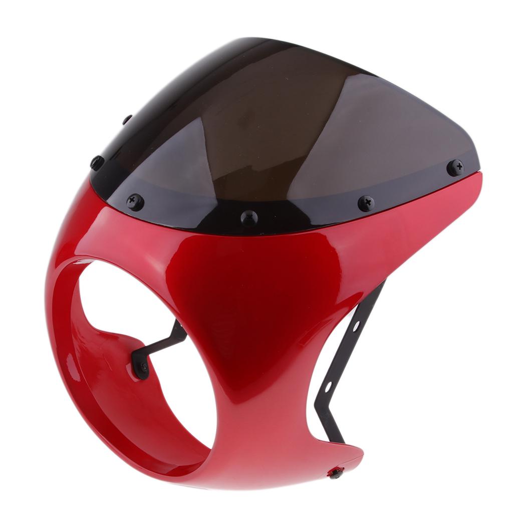 7 Motorrad Motorrad Retro Scheinwerfer Verkleidung Windschutz für Cafe Racer as described rot