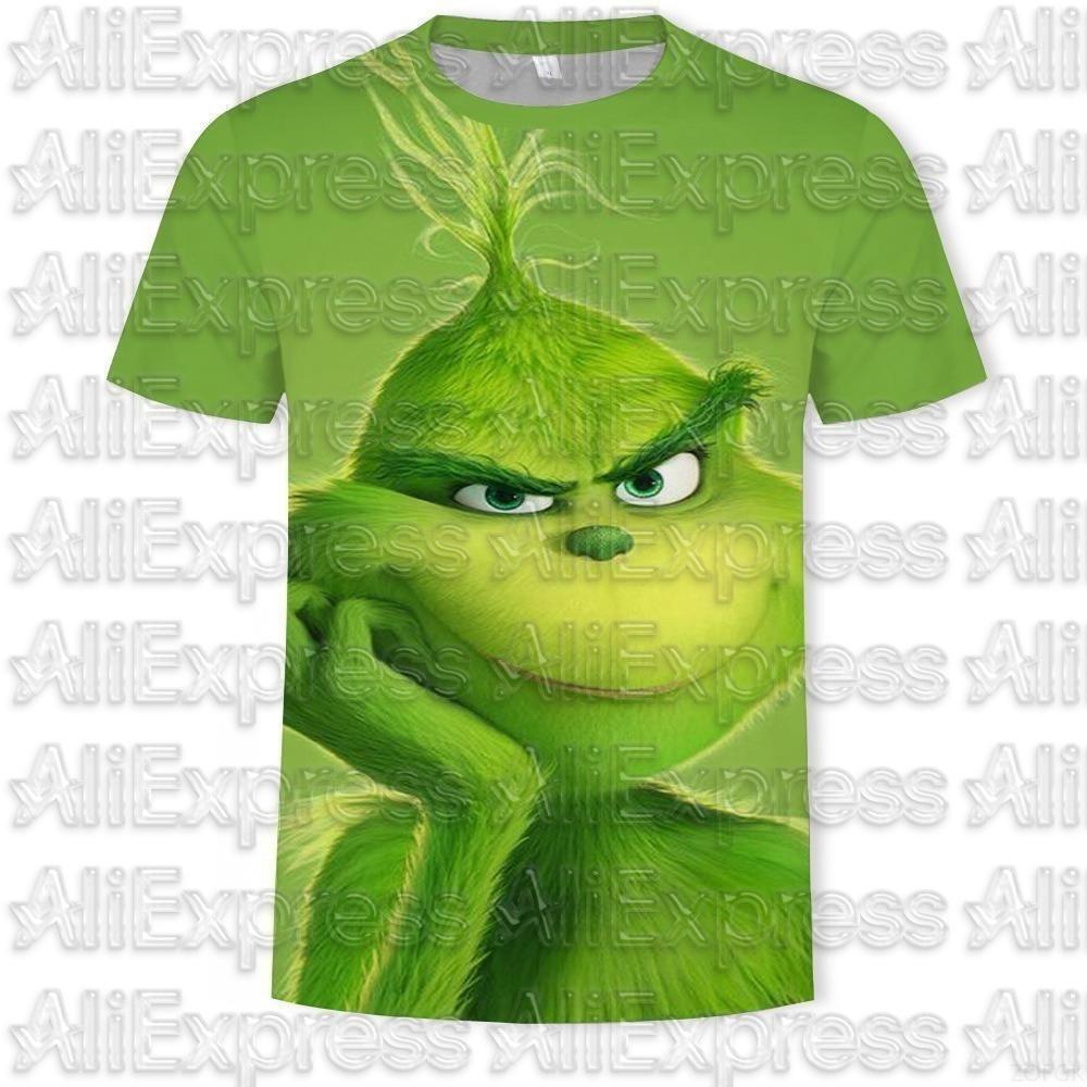 MOTO Cross Border Neu 2025 Weihnachten Cartoon Grünes Fellmonster 3D-Druck Herren T-Shirt Kurzärmelig Weihnachten Grinch 3XL