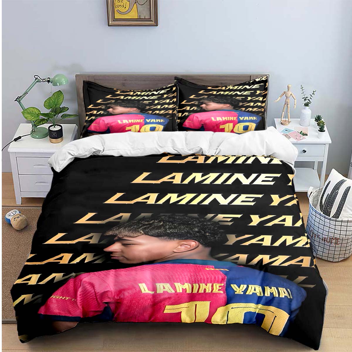 Spanien Fußball Zenozoikum Star L-Lamine Y-Yamal Bettwäsche-Sets Bettwaren-Set Bettbezug Bettdecke-Set Bettwäsche-Set Geschenk US King(264*228cm)3pcs