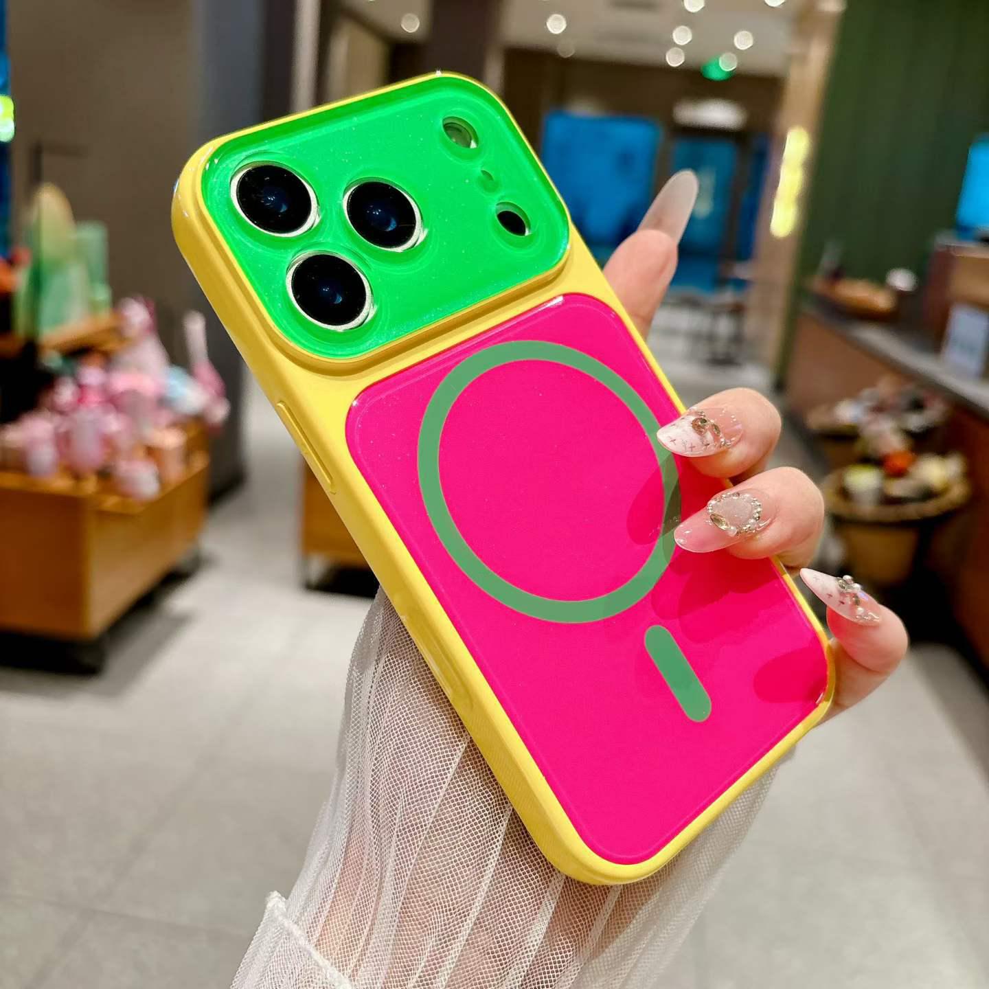 Dopamin Colorblock Hülle: Passt für iPhone 17 Pro Max, Verwandelt iPhone 16, Präzisionsschnitt, Stoßfest, Magnetisch. iPhone 17 Pro zitronengelbe