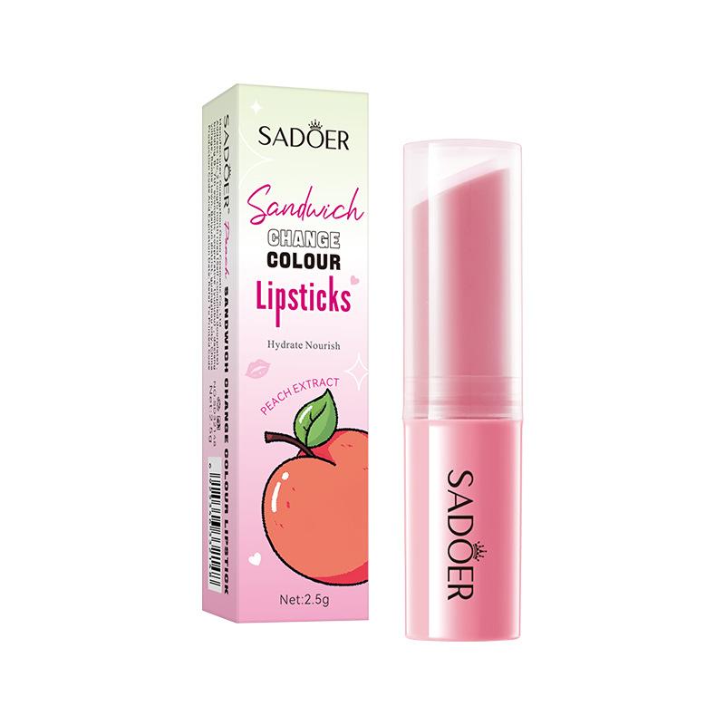 Langanhaltender, pflegender Lippenbalsam, Erdbeer-Warm-Changing-Water-Lippenstift, feuchtigkeitsspendender Warm-Changing-Lippenstift, koreanische Lippenpflege nectarine
