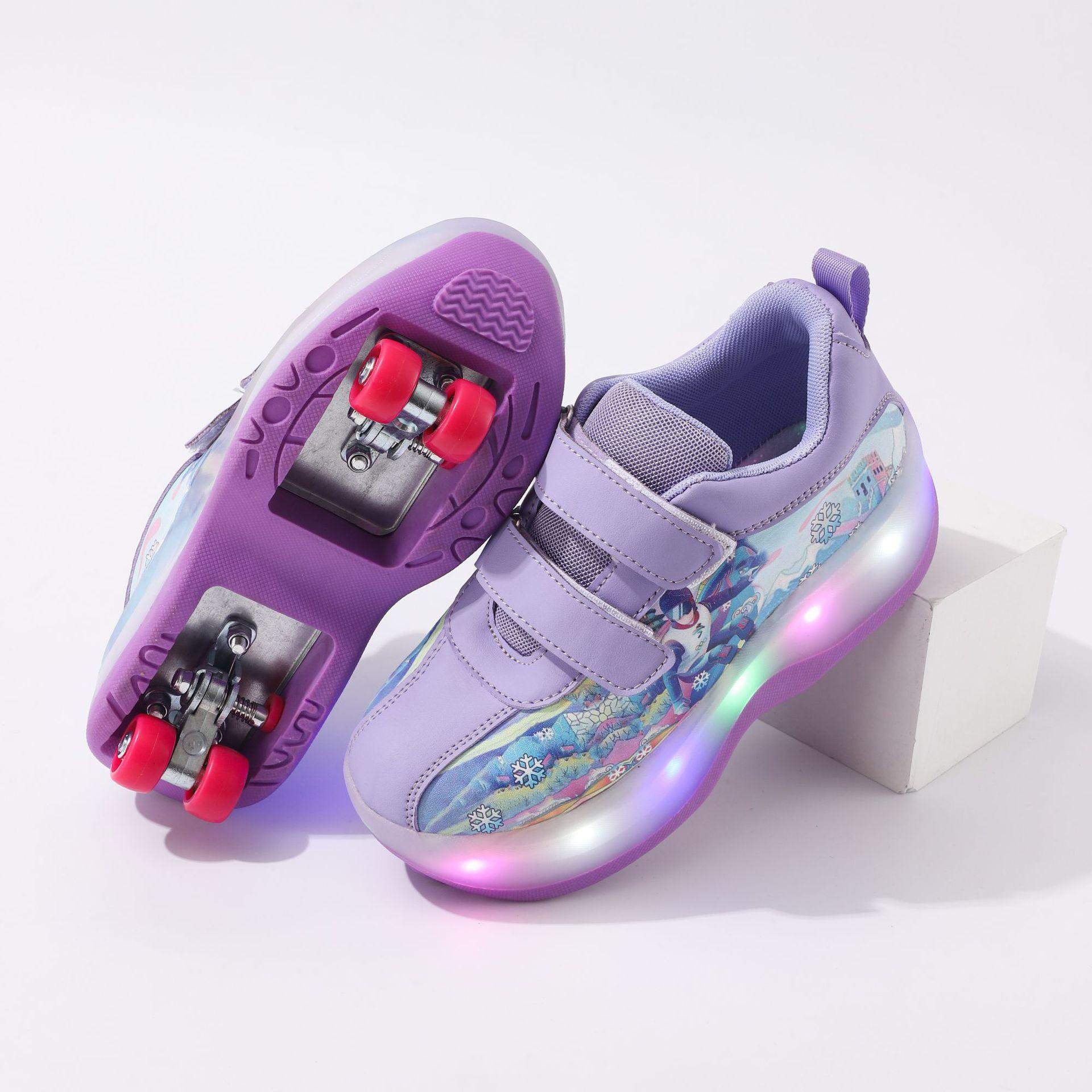 Neue verstellbare Kinder-Skates Cartoon Runaway Schuhe Rollschuhe Verschleißfeste Allrad-Flutschuhe Flugschuhe 28