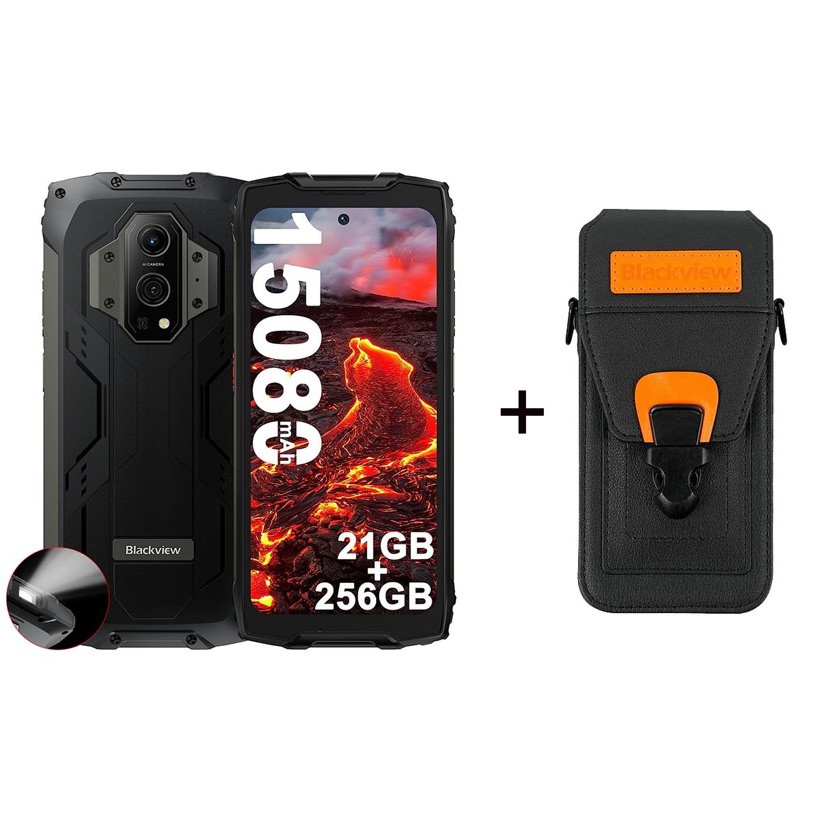 Refurbished Blackview BV9300 G99 Robustes Telefon 21GB 256GB 6.7  120Hz Smartphone 15080mAh Lasermessung Mobiltelefone Global with case schwarz