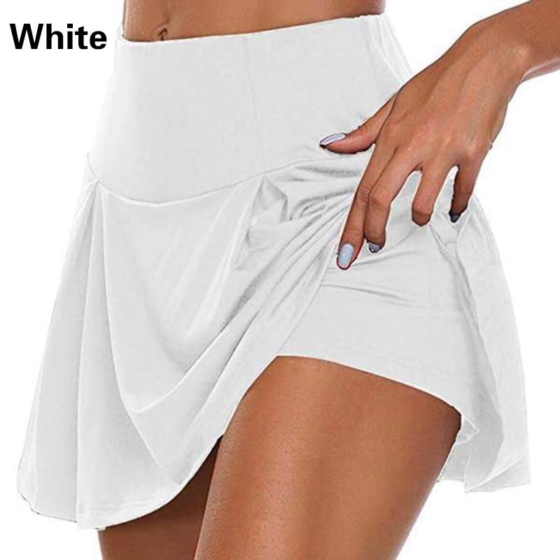 4 Farben Damenmode Minirock Hohe Taille kurzer Rock Sport Fitness Yoga Shorts 1 Stk S weiß