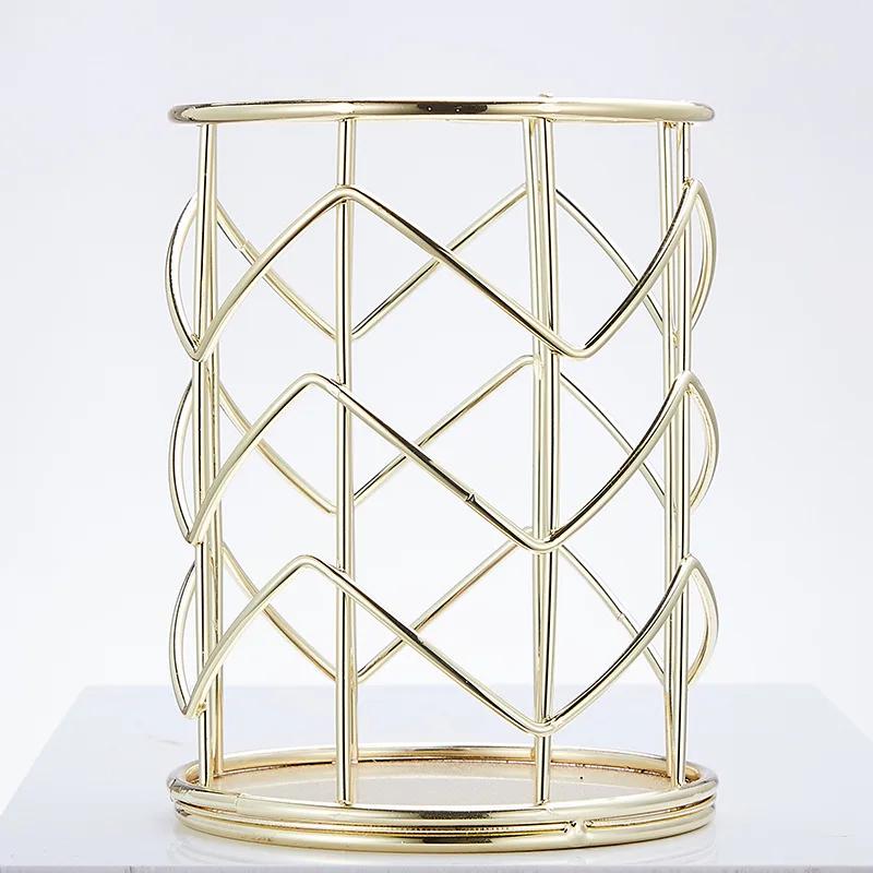 1 stück Rose Gold Hause Schreibtisch Schreibwaren Dekor Stift Bleistift Topf Halter Container Organizer Make-Up Pinsel Lagerung Schreibtisch Schreibtisch Zubehör gold