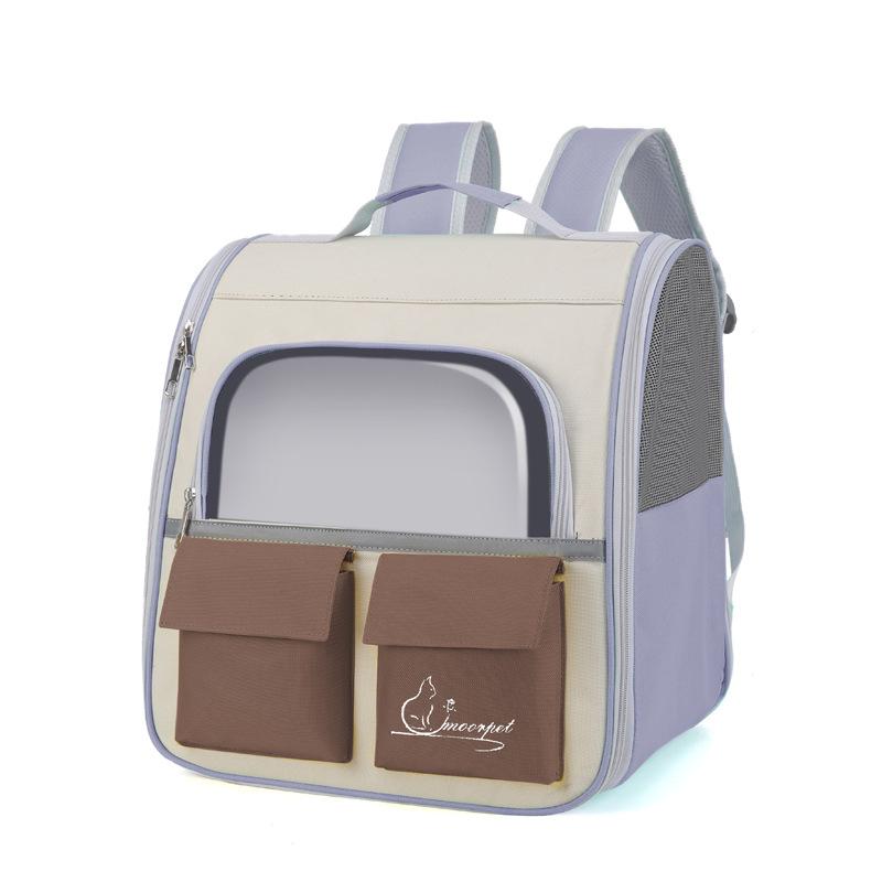 Katzen Tasche Tragbar Große Kapazität Haustier Tasche Für Unterwegs Kontrastfarbe Rucksack Katzen Rucksack Tragbar Atmungsaktiv Katzen Tasche 38*38*28cm gray