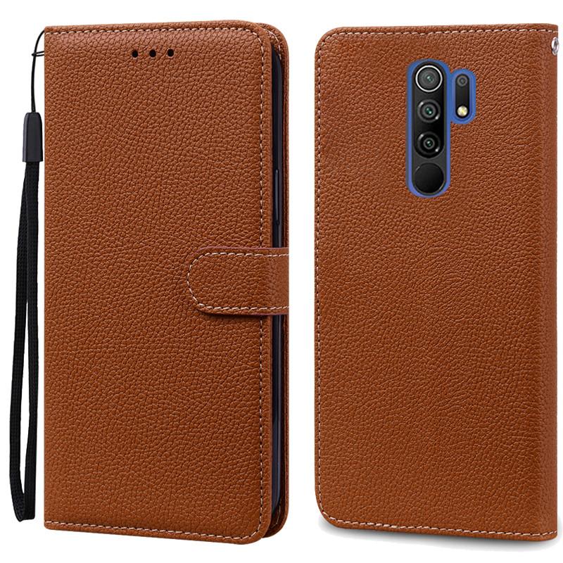 Für Redmi 9 Hülle Weiche Silikon Brieftasche Hülle Telefonhülle Für Xiaomi Redmi 9 Hülle Redmi9 Leder Flip Case Coque Fundas Shell For Redmi 9 braun