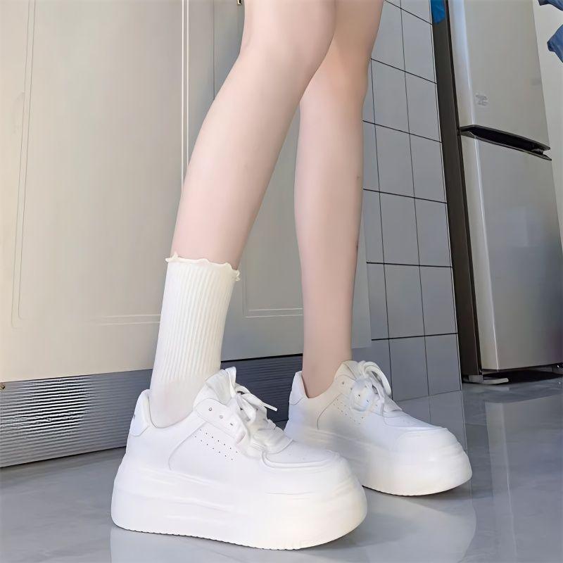 Plateau Weiße Schuhe Damen Sommer Neu Preppy Stil All-Match Höhenerhöhend Lässige Sport Skate Schuhe Plateau Schuhe Ins Mode 40
