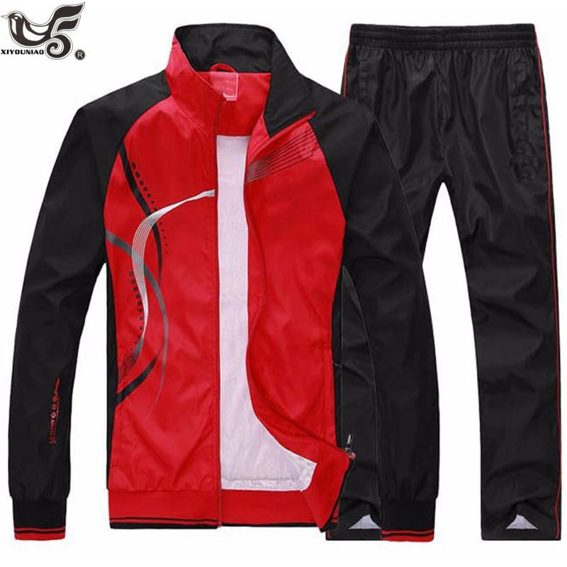 Herren-Set Frühling Herbst Herren Sportswear-Set Sportanzug Jacke + Hose Sweatsuit Herrenbekleidung XXXXL rot