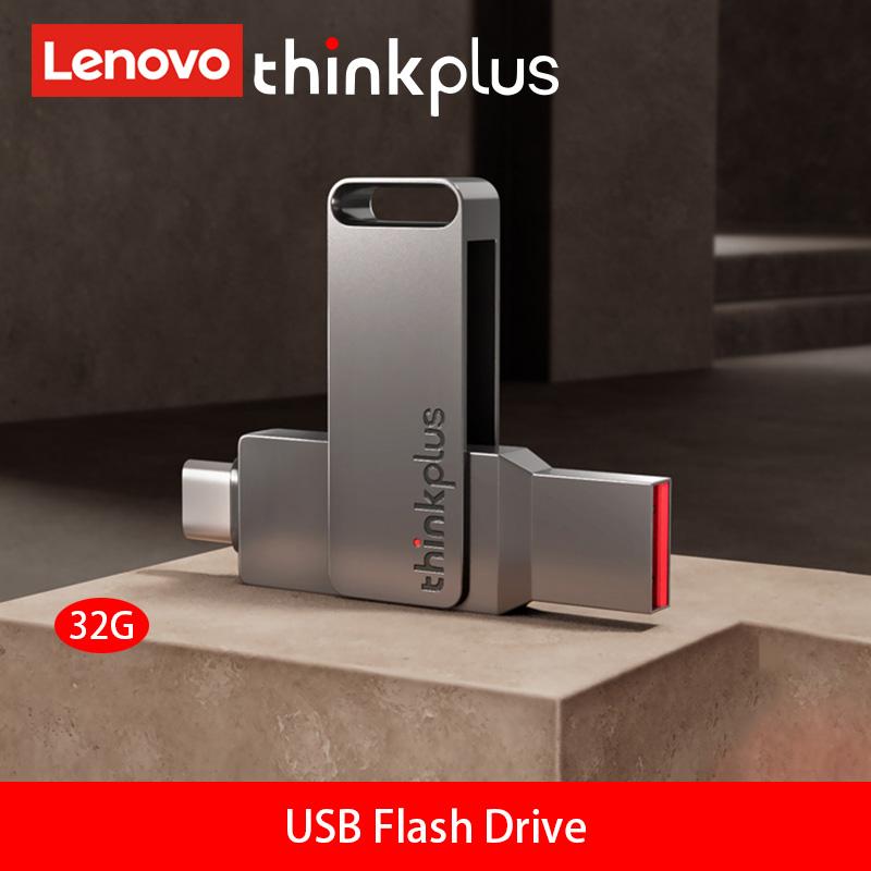 Lenovo-USB-Flash-Laufwerk Typ C Dual USB A Plus USB C OTG für Android Smartphone Tablet und Laptop 2-in-1 MU110 grau