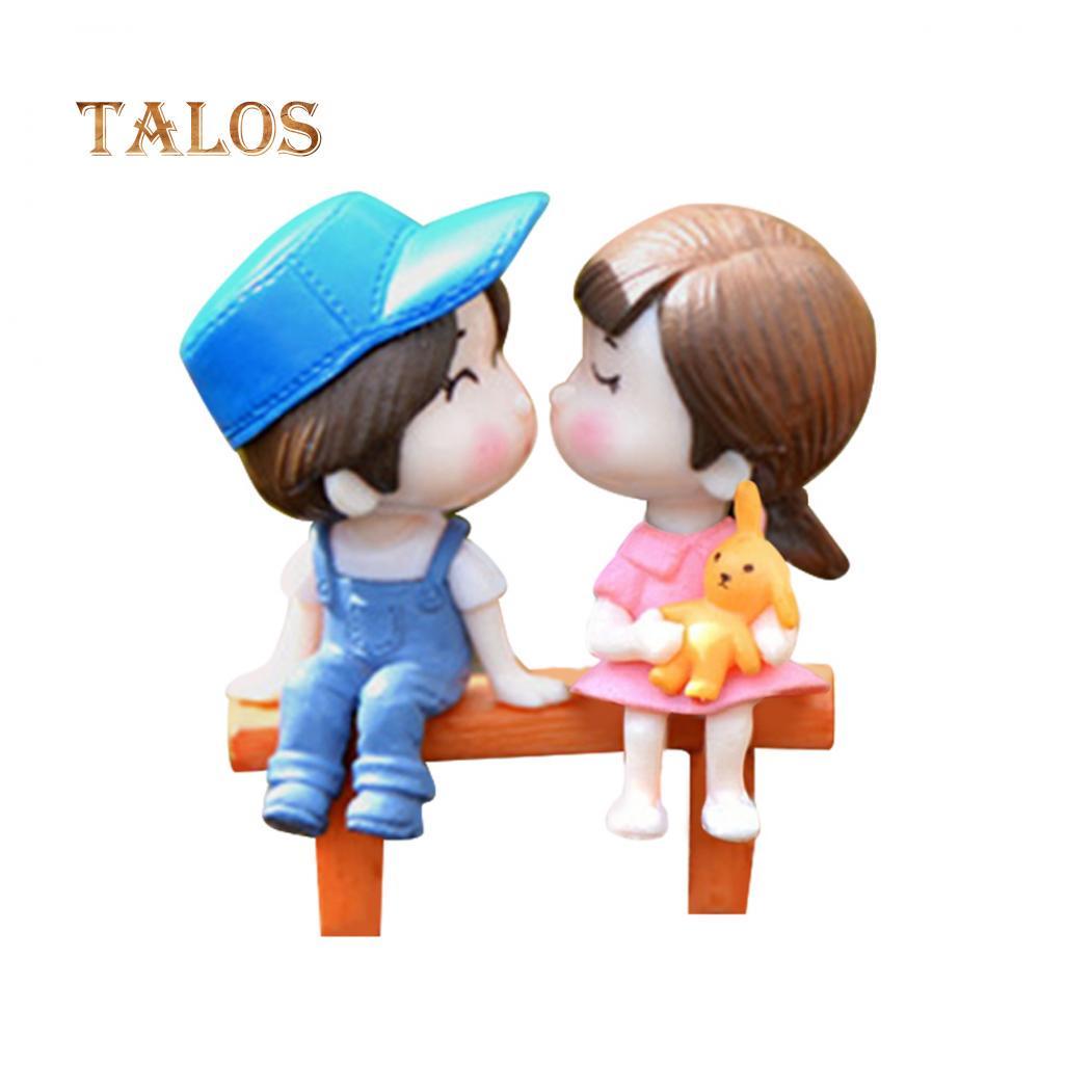 3 Teile/satz Liebhaber Stuhl Miniatur Landschaft DIY Ornament Garten Balkon Puppenhaus Dekor blau