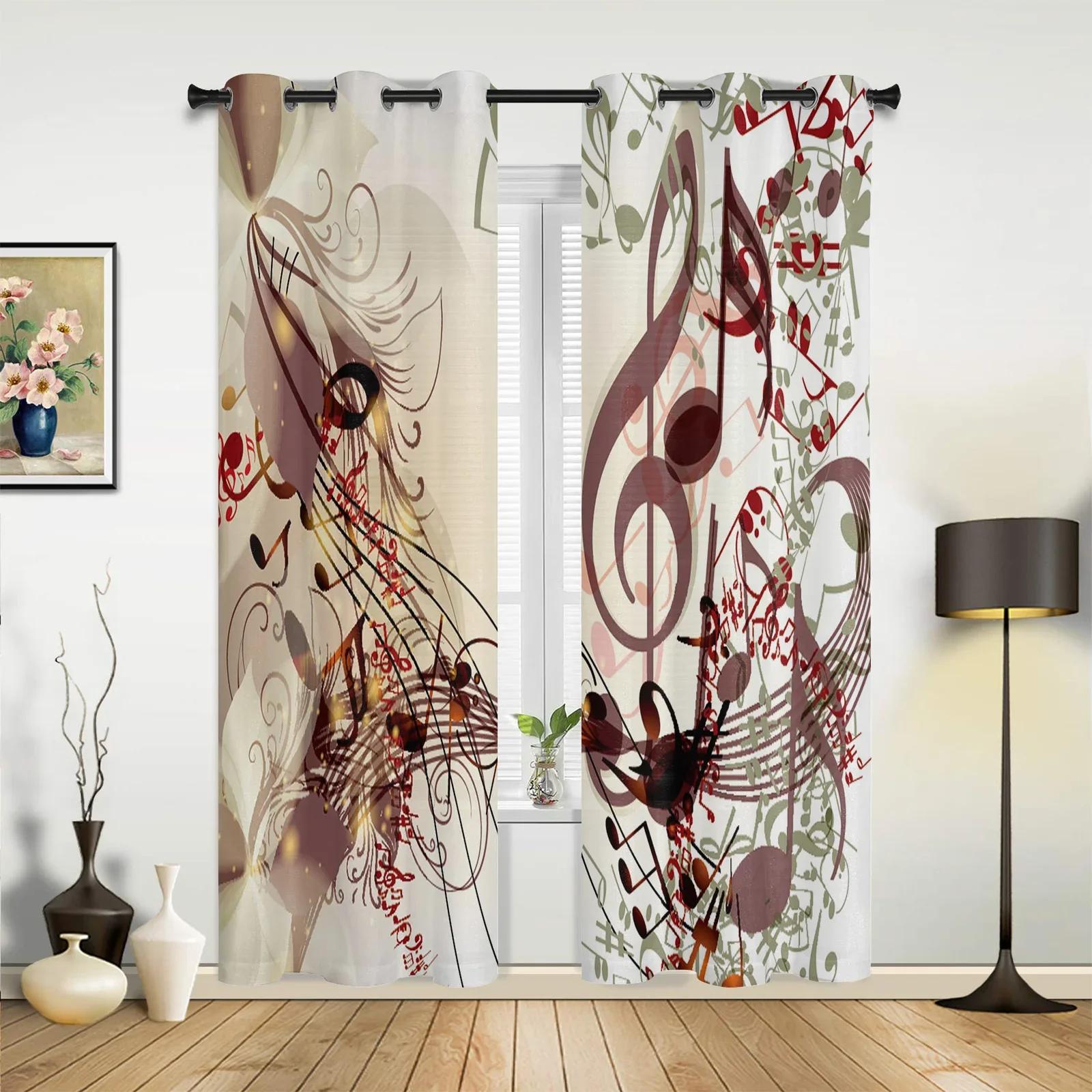 Musikalische Noten Oktave Schönes Bild Gardinen Heimdeko Wohnzimmer Kinder Vorhänge Küche Schlafzimmer Vorhang Polyester Perfekt Für W100*H160(CM)-Hooks&2PCS
