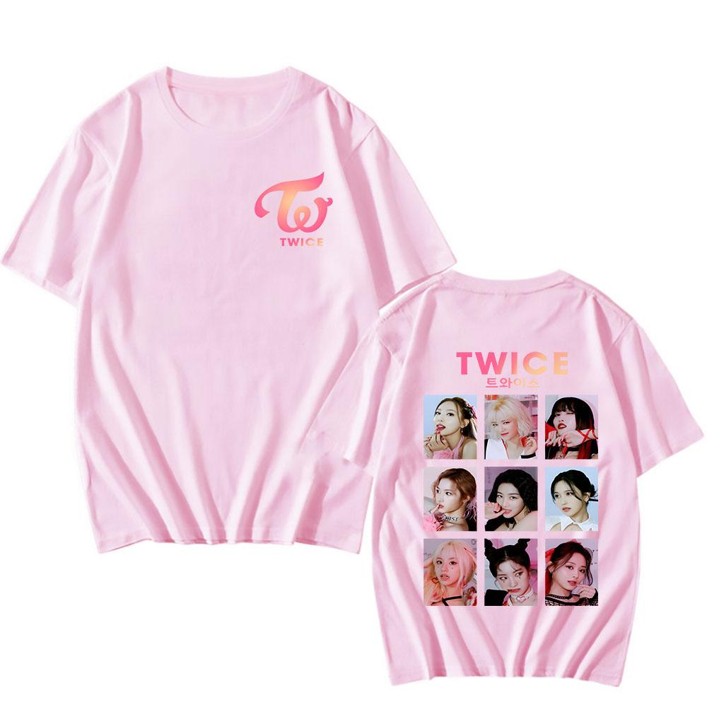 Twice Gounp T-Shirt Y2k Mode Streetwear Damen Herren T-Shirt Baumwolle Sommer Kurzarm T-Shirt Kpop Ready To Be Tops Streetwear XS（old） rosa