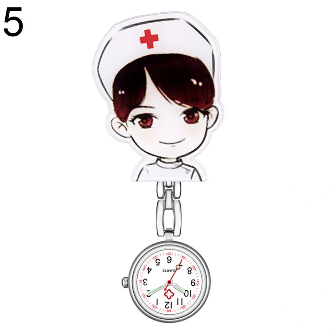 Ziffern-Analog-Quarz-Clip-On-Schlüsselanhänger, Krankenschwester, Arzt, hängende, leuchtende Taschenuhr weiß
