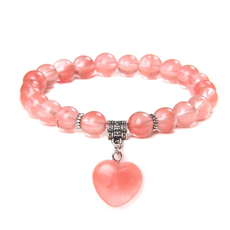 Naturstein Unakite Jaspers Perlen Armband Kristall Armband Herz Form Stein Anhänger Armband Passend Frauen Männer Liebe Schmuck beige