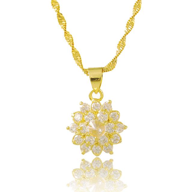 Luxus 24k Reales Gold Halskette Galvanik Intarsien Zirkon Pulver Kristall Gold Halskette Für Frau Charme Schmuck Geschenk