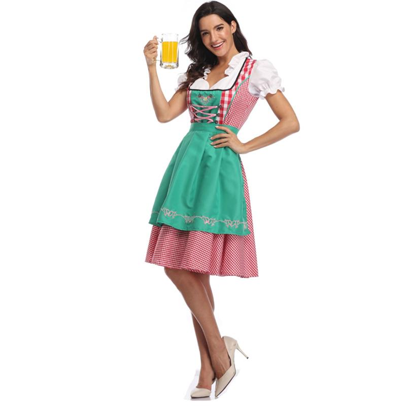 Deutsches bayerisches Dirndl-Kleid, Oktoberfest-Kostüm, Biermädchen-Kostüm L grün