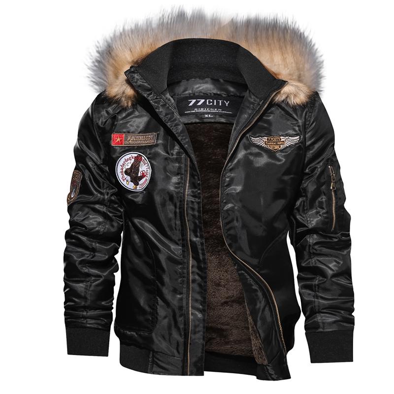 Männer Jacken Winter Armee Grün Militär Motorrad Ma-1 Fliegerjacke Pilot Air Force Bomberjacke M schwarz