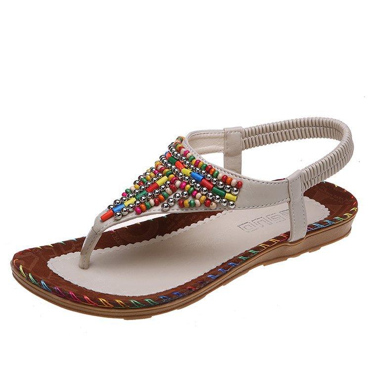 Mode Damen Römersandalen Komfort Sommer Sandalen Übergröße Strass Zehensandalen Mode Leichte Damen Hausschuhe Mujer 39 beige