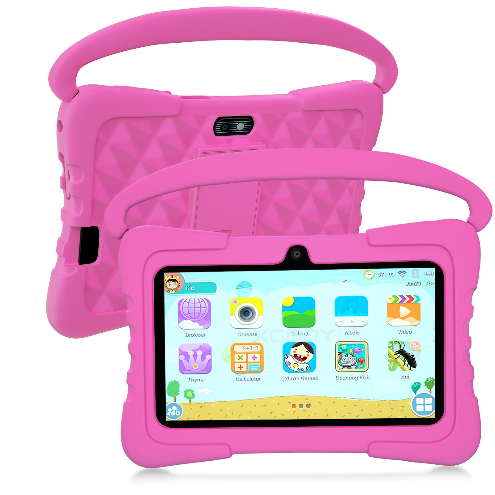 2024 Neues BDF 7 Zoll Android 9.0 Kinder-Tablet Google Play 32 GB ROM Silikonschutz Bluetooth 5G WiFi Tablets Kindergeschenke standard rosa