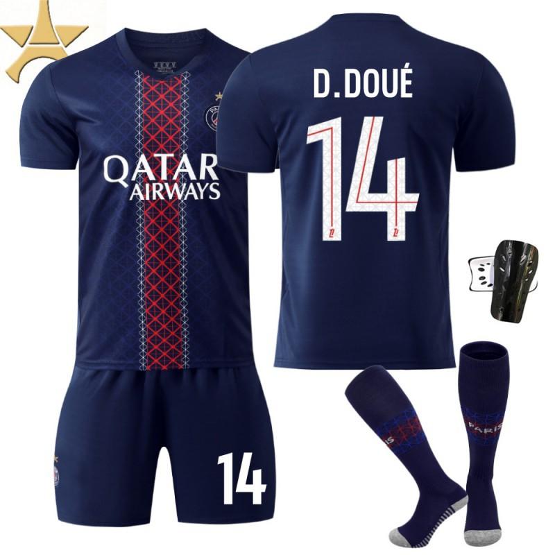25-26 Paris Heim Nr. 10 Dembele 14 Dou Kinderkleidung Fußballanzug Herren 7 Kwara Trikot mit Sternen 28#