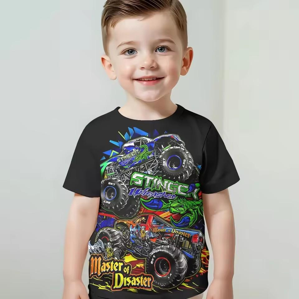 3D-Druck Cartoon Truck Monster Jam Babykleidung 5 bis 14 Jahre Männlich Outdoor-Kleidung Kinder Junge Mädchen Kind T-Shirt Top 160