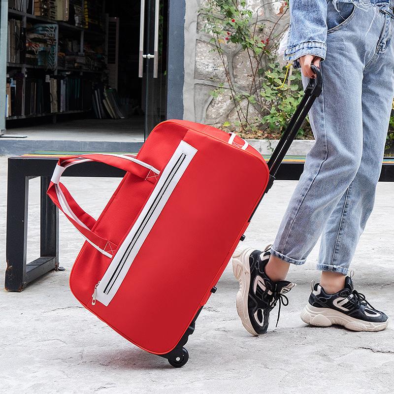 Gepäcktasche Reisetasche Trolley Rollkoffer Trolley Damen Herren Reisetaschen mit Rad Handgepäcktasche rot